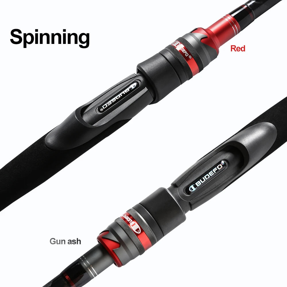 BUDEFO ROCK  Carbon Spinning Casting Fishing Rod with 1.98m 2.28m 2.43m 2.58m 2.70m 3.00m Baitcasting FUJI Guide FAST Rod