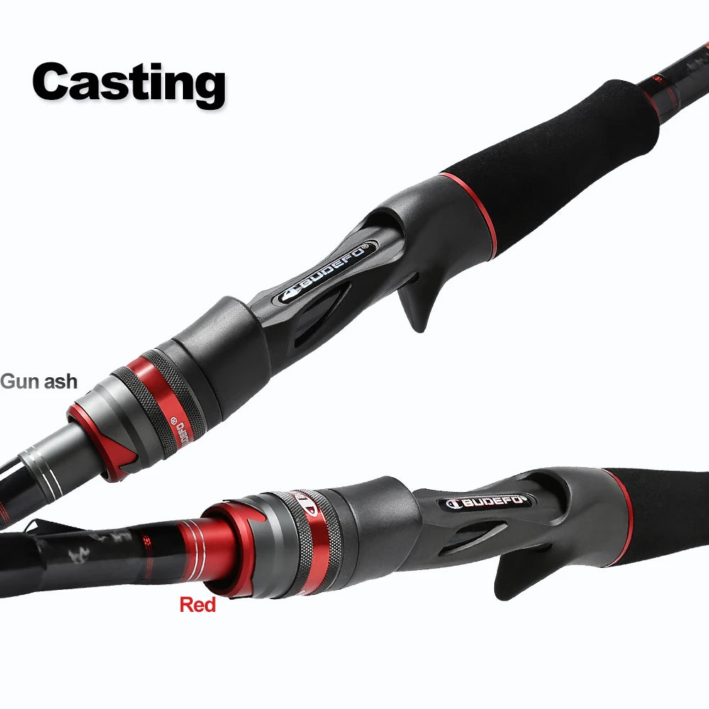 BUDEFO ROCK  Carbon Spinning Casting Fishing Rod with 1.98m 2.28m 2.43m 2.58m 2.70m 3.00m Baitcasting FUJI Guide FAST Rod