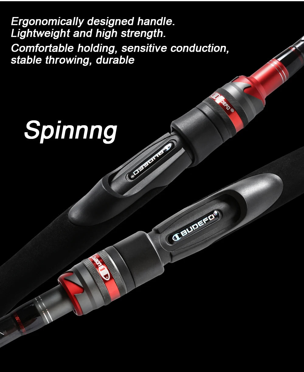 BUDEFO ROCK  Carbon Spinning Casting Fishing Rod with 1.98m 2.28m 2.43m 2.58m 2.70m 3.00m Baitcasting FUJI Guide FAST Rod